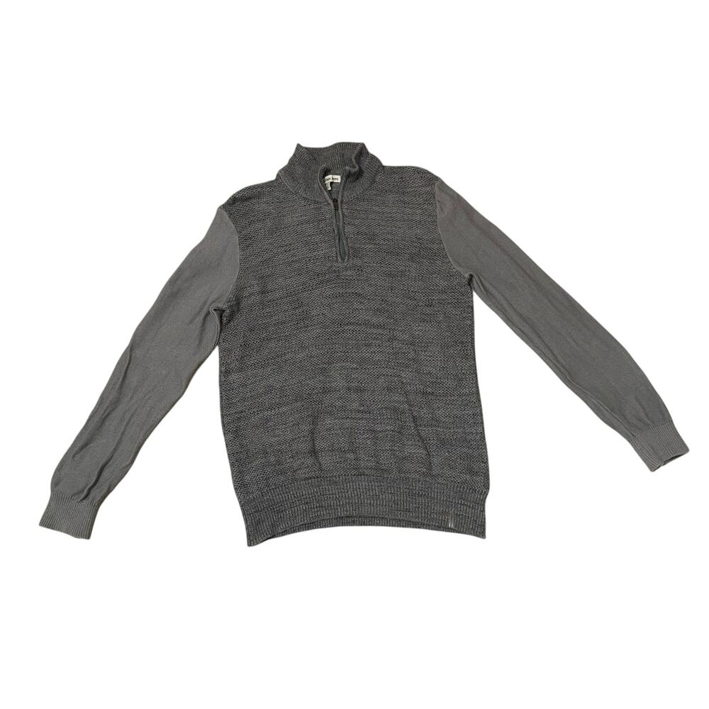 Calvin Klein Jeans Knit Quarter Zip Mock Neck Sweater in Gray Size Small